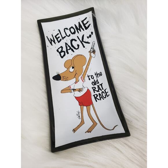 Vintage 60’s Houze Art William Box Trinket Dish Humor Welcome Back Rat Race Mcm - Picture 6 of 6